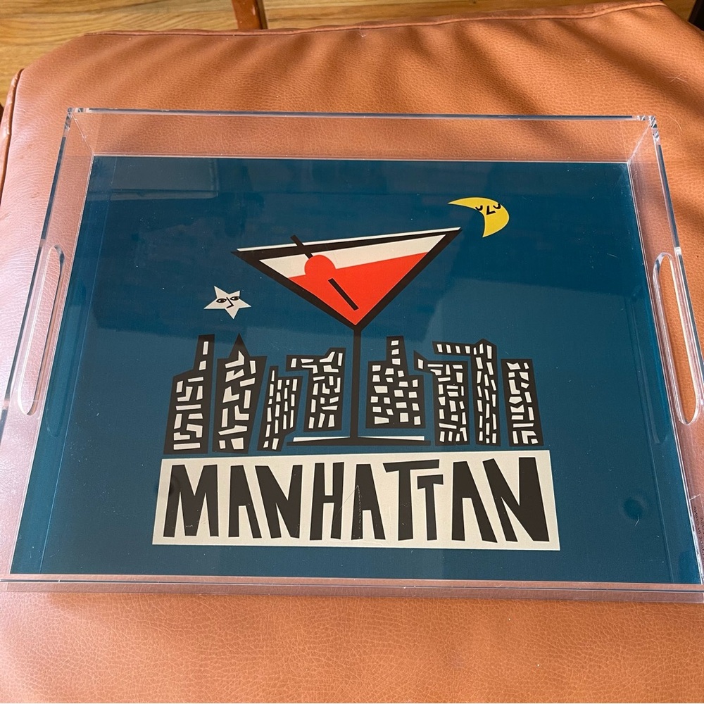 Manhattan NYC Cocktail Decorative Plastic Tray 15” X 11.5”